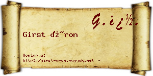 Girst Áron névjegykártya